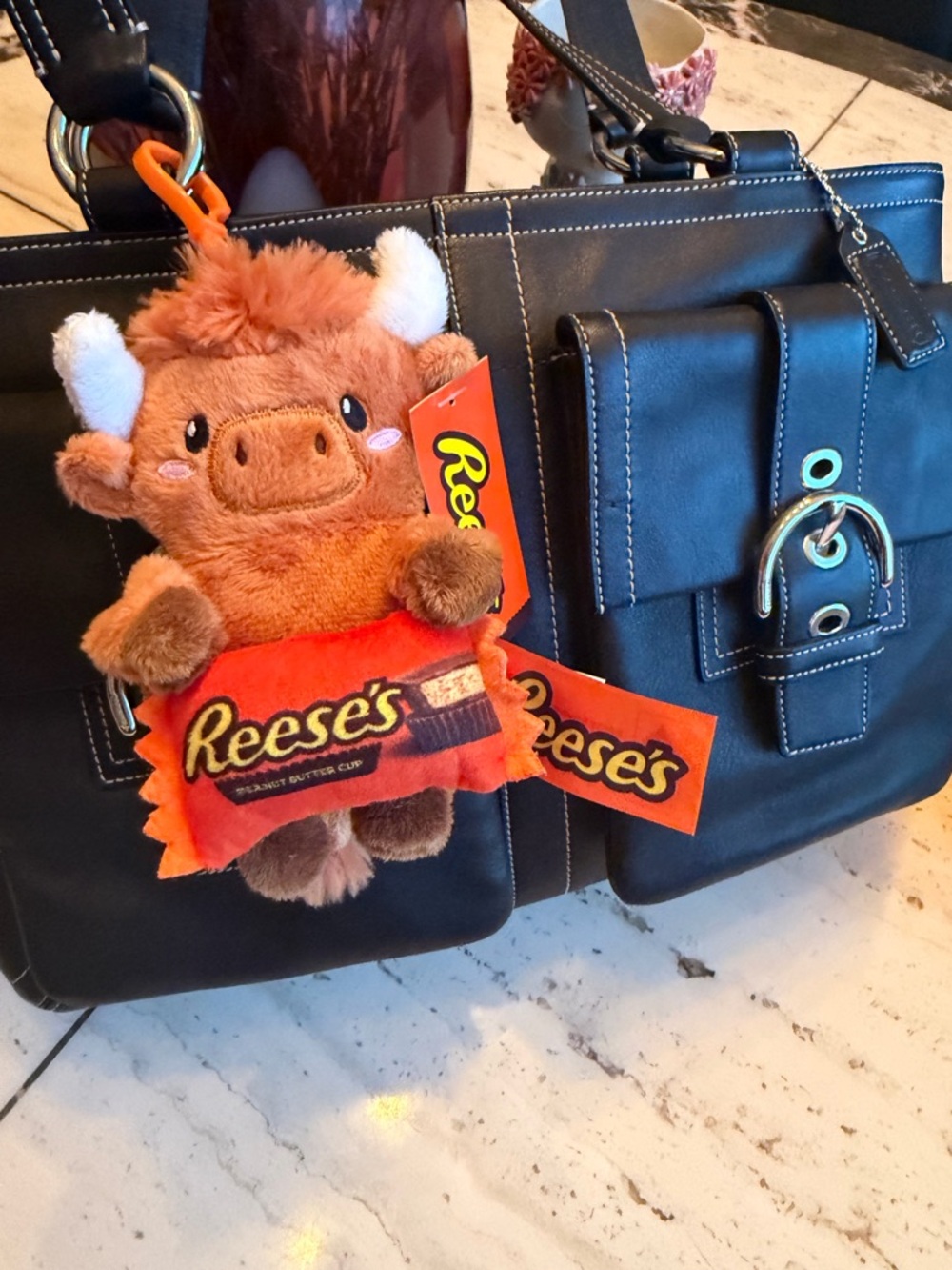 NWT Reese's Cow Plush  Bag Charm in Orange and Brown 8"